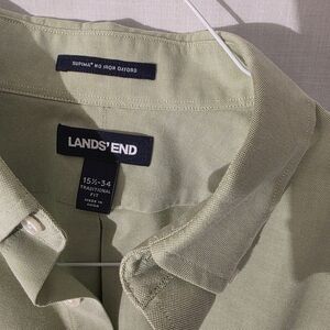 Lands' End Supima No Iron Oxford in Light Green  Sz 15.5-34